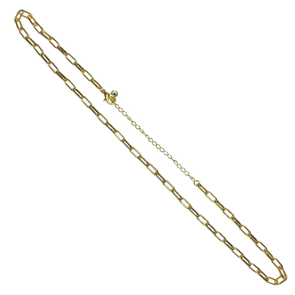 Destin Jewelry 18K Gold Plated 4mm Paperclip Chain Necklace‎ Non-Tarnish 20 Inch